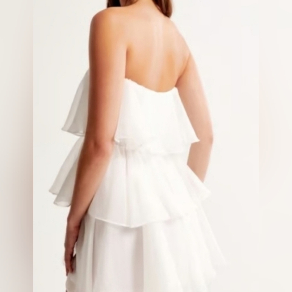 Firm!!!! NEW! TAGS! AMBERCROMBIE AND FITCH Elegant White Strapless Ruffle Dress - Picture 7 of 7